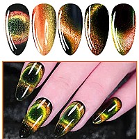 Ahamiou 9D Cat Eye Gel Nail Polish Magnetic Nail Polish Holographic Cats Eyes Gel Nail Polish Gel With Chameleon Magic Effect Wi