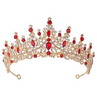 Kamirola Gold Red Wedding Tiaras And Crowns For Women Bridal Crown Princess Tiaras Headband Costume Party Accessories For Brit