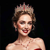 Kamirola Gold Red Wedding Tiaras And Crowns For Women Bridal Crown Princess Tiaras Headband Costume Party Accessories For Brit