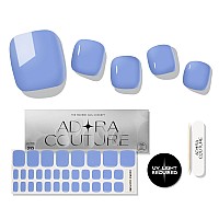 Adora Couture Semi Cured Gel Nail Strips Toes 32Pcs Sky Blue Glossy Gel Toe Nail Stickers Gel Nail Pedi Strips Gel Toenail