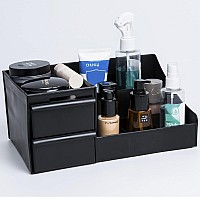 skin care organizer,Makeup Desk Organizer With Drawers ,Countertop Organizer for Cosmetics,Vanity brush with Holder for Lipstick, Brushes, Eyeshadow, and Jewelry Desktop Finishing Dresser (black)