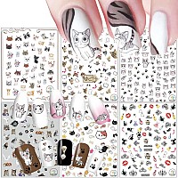 6 Sheets Cute Cat Nail Art Stickers Cartoon Nail Decals 3D Nail Art Supplies Selfadhesive Cat Cartoon Designer Nail Stickers Ma