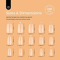 Beetles Gel Polish Nail Extension Kit240 Pcs Pre Shaped Short Coffin Nail Tips Full Matte Gelly Tips5 In 1 Nail Glue Base Coat