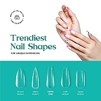 Beetles Gel Nail Kit Easy Nail Extension Set, 2 In 1 Nail Glue Gel Base Coat with Pre-shaped Medium Almond Soft Gel Nail Tips and LED Nail Lamp Acrylic Nail Clipper for DIY Manicure Gifts for Women