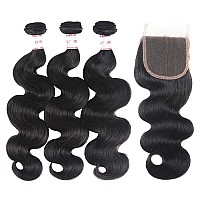 Brazilian Body Wave Human Hair Bundles With Closure22 24 26 20 Bundles With Closure 100 Unprocessed Body Wave 3 Bundles Wit