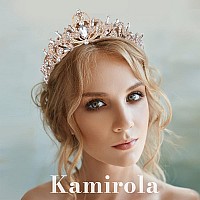 Kamirola Gold Crown For Women Wedding Tiara For Women Queen Crown Crystal Tiara Crown Wedding Tiaras For Bride Royal Princess Cr