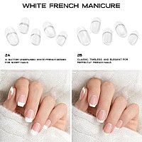 Adora Couture Semi Cured Gel Nail Strips French Tip 30Pcs White French Tip Nail Wraps Kit For Women Gel Nail Stickers With U