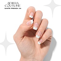 Adora Couture Semi Cured Gel Nail Strips French Tip 30Pcs White French Tip Nail Wraps Kit For Women Gel Nail Stickers With U