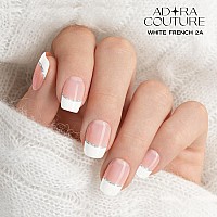 Adora Couture Semi Cured Gel Nail Strips French Tip 30Pcs White French Tip Nail Wraps Kit For Women Gel Nail Stickers With U