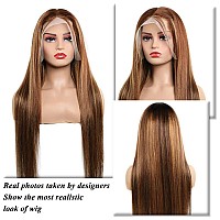 Faba Highlight Lace Front Wig Human Hair 32 Inch 427 Colored Lace Front Wig 13X4 Hd Straight Lace Front Wig Human Hair 180 De