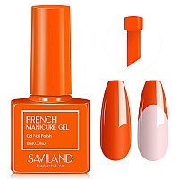 SAVILAND French Gel Nail Polish - 1PC 10ML Fall Orange Color Gel Polish U V LED Soak Off Gel Quick French Manicure Gel Polish Pumkin Nail Salon DIY Gift Home for Professionals Starters