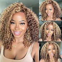 Nadula Honey Blonde Curly 13X4 Lace Front Wigs Human Hair Brown And Blonde Glueless Wig For Women Brazilian Remy Hair Ombre Hig