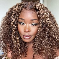 Nadula Honey Blonde Curly 13X4 Lace Front Wigs Human Hair Brown And Blonde Glueless Wig For Women Brazilian Remy Hair Ombre Hig