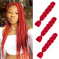 Imierfa Red Braiding Hair Jumbo Braiding Hair Extensions High Temperature Synthetic Red Hair Extensions For Twist Braids Braidi