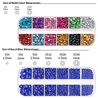 Nail Rhinestones 4520Pcs 156Mm Colorful Royal Blue Round Flatback Crystal Shine Diamonds For Diy Crafts Nail Art