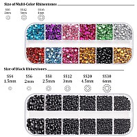 Nail Rhinestones 4520Pcs 156Mm Colorful Black Round Flatback Crystal Shine Diamonds For Diy Crafts Nail Art