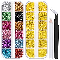 Nail Rhinestones 4520Pcs 156Mm Colorful Lemon Yellow Round Flatback Crystal Shine Diamonds For Diy Crafts Nail Art