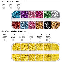 Nail Rhinestones 4520Pcs 156Mm Colorful Lemon Yellow Round Flatback Crystal Shine Diamonds For Diy Crafts Nail Art