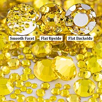 Nail Rhinestones 4520Pcs 156Mm Colorful Lemon Yellow Round Flatback Crystal Shine Diamonds For Diy Crafts Nail Art