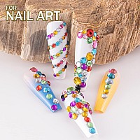 Nail Rhinestones 4520Pcs 156Mm Colorful Lemon Yellow Round Flatback Crystal Shine Diamonds For Diy Crafts Nail Art