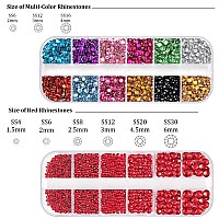 Nail Rhinestones 4520Pcs 156Mm Colorful Red Round Flatback Crystal Shine Diamonds For Diy Crafts Nail Art