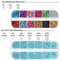 Nail Rhinestones 4520Pcs 156Mm Colorful Lake Blue Round Flatback Crystal Shine Diamonds For Diy Crafts Nail Art