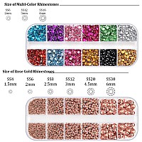 Nail Rhinestones 4520Pcs 156Mm Colorful Rose Gold Round Flatback Crystal Shine Diamonds For Diy Crafts Nail Art