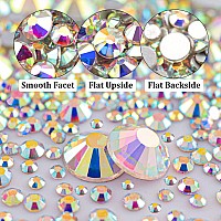 Nail Rhinestones 2000Pcs 156Mm Glass Ab Crystal And Transparent White Round Flatback Crystal Shine Diamonds For Diy Crafts Nai