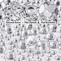 Nail Rhinestones 2000Pcs 156Mm Glass Ab Crystal And Transparent White Round Flatback Crystal Shine Diamonds For Diy Crafts Nai