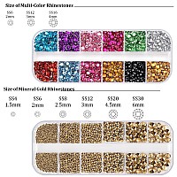 Nail Rhinestones 4520Pcs 156Mm Colorful Mineral Gold Round Flatback Crystal Shine Diamonds For Diy Crafts Nail Art