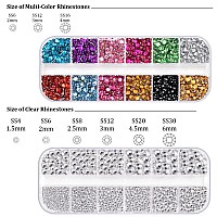 Nail Rhinestones 4520Pcs 156Mm Colorful Transparent White Round Flatback Crystal Shine Diamonds For Diy Crafts Nail Art