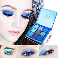 Meicoly Blue Eyeshadow Palette9 Colors Matte Glitter Eye Shadow Palettemetallic Silver Bright Waterproof Pressed Avatar Sally