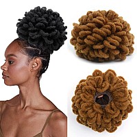 Kgbfass Large Loc Petal Bun Locs Drawstring Ponytail Dreadlock Buns Brown Braided Curly Dreadlock Faux Locs Clip In On Braids Po