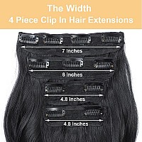 4Pcs Clip In Hair Extensions 20Inch Black Hair Extensions Long Wavy Hair Extensions Clip Ins Synthetic Thick Hair Piece For Wome