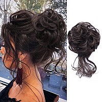 KETHBE Messy Bun Hair Piece Tousled Updo Hair Buns Extension Elastic Hair Band Hair Pieces Curly Hair Bun Scrunchie For Women (Chocolate Brown)