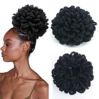 Kgbfass 10Inch Large Locs Drawstring Ponytail Curly Dreadlock Buns Loc Petal Bun Braided Faux Locs Chignon Scrunchies Clip In On