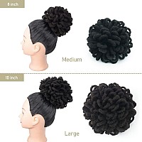 Kgbfass 10Inch Large Locs Drawstring Ponytail Curly Dreadlock Buns Loc Petal Bun Braided Faux Locs Chignon Scrunchies Clip In On