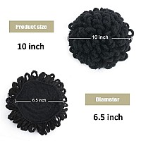 Kgbfass 10Inch Large Locs Drawstring Ponytail Curly Dreadlock Buns Loc Petal Bun Braided Faux Locs Chignon Scrunchies Clip In On