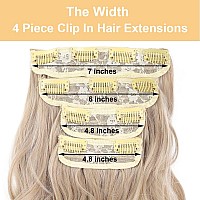 20Inch Long Wavy Hair Extensions Clip Ins Synthetic Thick Hair Piece For Womenash Blonde Mix Bleach Blonde4Pcs