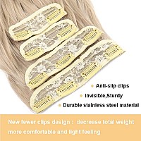 20Inch Long Wavy Hair Extensions Clip Ins Synthetic Thick Hair Piece For Womenash Blonde Mix Bleach Blonde4Pcs