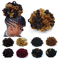 Kgbfass Locs Ponytail Drawstring Buns Curly Loc Petal Bun Dreadlock Ponytail Braided Faux Locs Bun Clip In On Braids Ponytails H