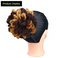 Kgbfass Locs Ponytail Drawstring Buns Curly Loc Petal Bun Dreadlock Ponytail Braided Faux Locs Bun Clip In On Braids Ponytails H