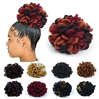 Kgbfass Locs Ponytail Drawstring Buns Curly Loc Petal Bun Dreadlock Ponytail Braided Faux Locs Bun Clip In On Braids Pony Tail H