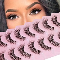 Lashes Natural Look Wispy False Eyelashes 15mm Short Clear Band Fake Eye Lashes Lightweight Volume Strip Lashes Multipack