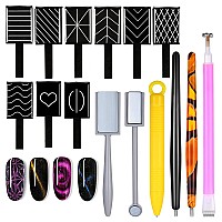 Wokoto 15Pcs Cat Eye Nail Magnets Pens For Cat Eye Nail Art Tools Gradient Design Cat Eye Magnet For Nails Cat Eye Magnet Sticks