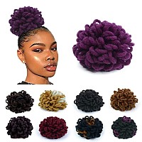 Kgbfass Purple Locs Ponytail Drawstring Loc Petal Bun Curly Dreadlock Breaded New Faux Locs Ponytails Synthetic Clip In On Hair