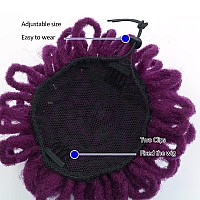 Kgbfass Purple Locs Ponytail Drawstring Loc Petal Bun Curly Dreadlock Breaded New Faux Locs Ponytails Synthetic Clip In On Hair