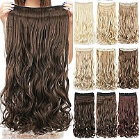 Imissu Long Natural Thick Hair Curly Clip In On Synthetic Hair Extensions Hairpieces For Women (28 Inches, Mixed Brown)