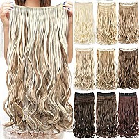 Imissu Long Natural Thick Hair Curly Clip In On Synthetic Hair Extensions Hairpieces For Women (28 Inches, Layer Copper Mix Blonde)