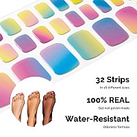 Nailog Semi Cured Gel Nail Strips Toe Nail Polish Strips With Glossy Gel Finishing Buy 3 Get 1 Uv Lamp 32 Pieces Long Lastin